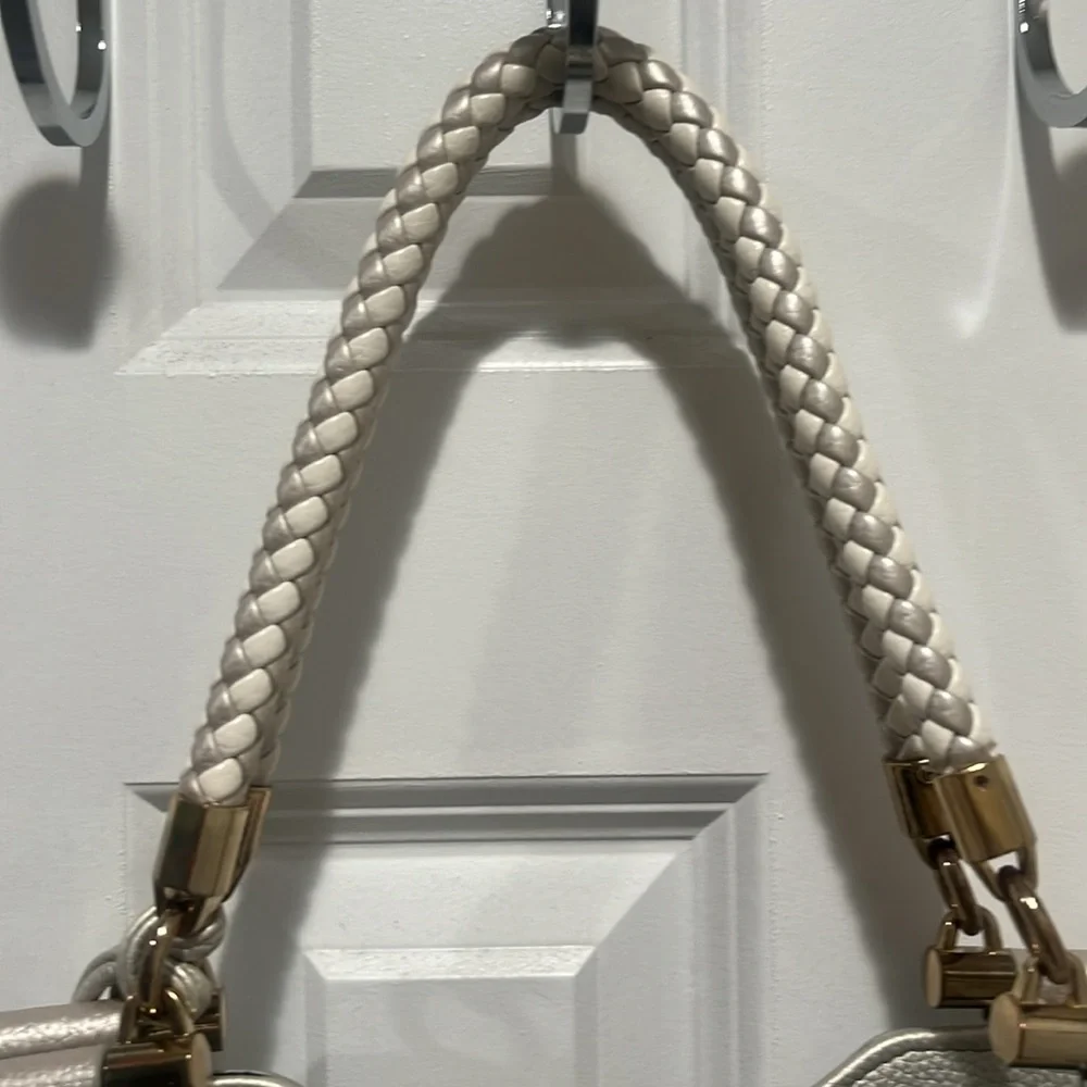 Bebe Natalie Satchel Purse silver and golds accents. - Picture 11 of 11